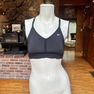 Nike Women's Black Sports Bra with White Logo